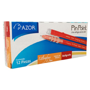 Bolígrafo ultra fino Pin Point 0.5 mm color rojo caja con 12 pzas