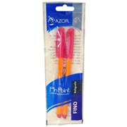 Bolígrafo fino Pin Point 0.7 mm color rojo cuerpo amarillo empaque con 2 pzas