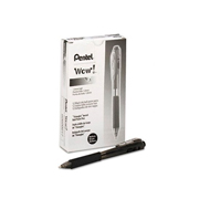 Bolígrafo Pentel retráctil wow, punta 1.0 mm, color negro, con 12 piezas