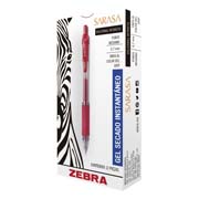 Bolígrafo gel retráctil sarasa zebra, punto medio 0.7 mm, color rojo, 12 pz