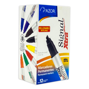 Marcador permanente Signal Xtra punta cincel 6 mm color negro caja con 12 pzas