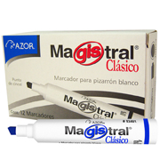 Marcador Magistral Clásico punta cincel 6 mm color azul caja con 12 pzas