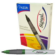 Marcador permanente fino Signal punta bala 1.5 mm color verde caja con 12 pzas