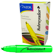 Resaltador de texto Subrayador punta cincel 6 mm color verde caja con 12 pzas