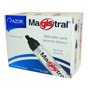 Marcador de aluminio Magistral punta cincel 6 mm color negro caja con 12 pzas