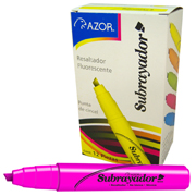 Resaltador de texto Subrayador punta cincel 6 mm color rosa caja con 12 pzas