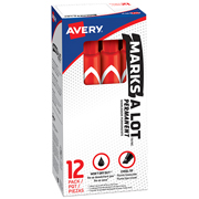 Marcador grande permanente rojo AVERY con 12 piezas  marks-a-lot