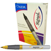 Marcador permanente fino Signal punta bala 1.5 mm amarillo caja con 12 pzas