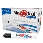 Marcador Magistral Digital punta cincel 6 mm color negro caja con 12 piezas