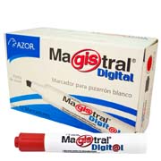 Marcador Magistral Digital punta cincel 6 mm color rojo caja con 12 piezas