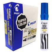 Marcador permanente Jumbo Pilot punta cincel hasta 12.5 mm, azul, caja c/12 pzs