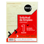 Solicitud de empleo Rayter, tamaño carta, color ahuesado, block 25 hojas