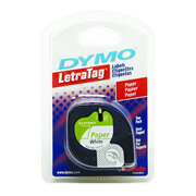 Cinta de papel DYMO letratag imprime negro sobre blanco de 12mmx4m 1pieza