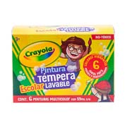 PINTURAS TEMPERA LAVABLES CRAYOLA MULTICOLOR, 59 ML, 6 COLORES