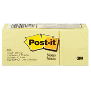 Notas adhesivas Mod. 653 Post-it amarillas 1.5x2 pulgadas, 12 blocks con 100 hoj