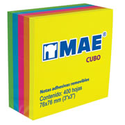 Block de notas adhesivas colores neon 3x3 mae