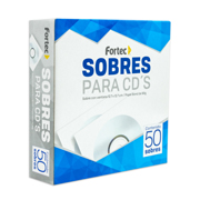 Sobre blanco para CD Fortec con ventana caja con 50 piezas