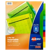 Separador plástico carta 8 divisiones AVERY   tecnología laser/inkjet