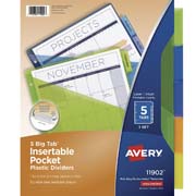 Separador plástico carta 5 divisiones AVERY tecnología laser/inkjet
