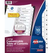 Separador blanco carta 10 divisiones AVERY tecnología laser/inkjet