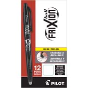 Bolígrafo fino Frixion Ball Pilot tinta gel borrable, color negro, caja c/12 pzs