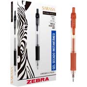 Bolígrafo gel retráctil sarasa zebra, punto fino 0.5 mm, color rojo, 12 pz
