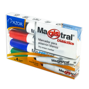 Marcador Magistral Didáctico punta cincel 6 mm colores surtidos empaque 4 pzas