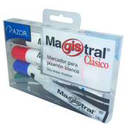 Marcador Magistral Clásico punta cincel 6 mm colores surtidos empaque con 4 pzas