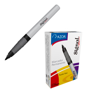 Marcador permanente fino Signal punta bala 1.5 mm color negro caja con 12 pzas