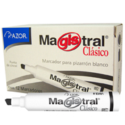 Marcador Magistral Clásico punta cincel 6 mm color negro caja con 12 pzas