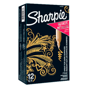 Marcador fino permanente Sharpie color dorado caja con 12 piezas