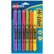 Resaltador Hi-Liter surtido 6 piezas AVERY colores fluorescentes tipo bolígrafo