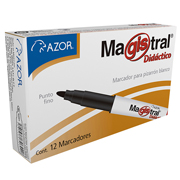 Marcador Magistral Didáctico punta bala 2 mm color azul caja con 12 pzas