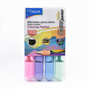 Marcador para vidrio Aquarelo Glass Jr. punta bala 4 mm colores pastel con 4 pzs