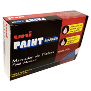 Marcador permanente UniPaint punta bala color naranja caja con 12 pzas