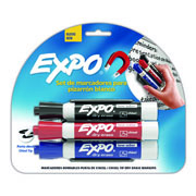 Marcador para pizarron Expo blíster con 3 colores básicos y borrador imantado