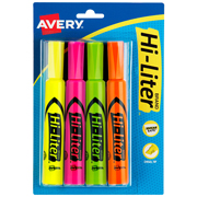 Resaltador Hi-Liter surtido 4 piezas AVERY colores surtidos fluorescentes