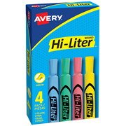 Resaltador Hi-Liter pastel 4 piezas AVERY colores surtidos pastel