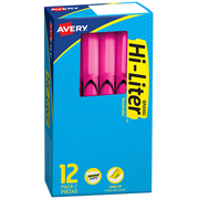 Resaltador Hi-Liter rosa 12 piezas AVERYcolor rosa tipo bolígrafo
