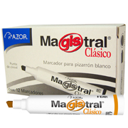 Marcador Magistral Clásico punta cincel 6 mm color naranja caja con 12 pzas