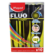 Resaltador fluo peps amarillo Maped con 10 pzs  color amarillo