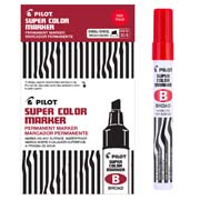 Marcador permanente SCB Pilot punta cincel, línea fina/gruesa, rojo, 12 piezas