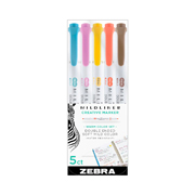 Marcador mildliner zebra, colores calidos, estuche 5 piezas
