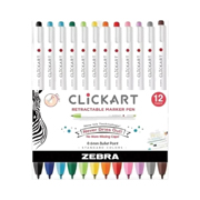 Marcador retractil clickart zebra, colores surtidos, estuche con 10 piezas