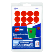 Etiqueta redonda removible rojo AVERY con tecnología laser/inkjet
