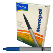 Plumón extra fino Monopol 0.2 mm color azul caja con 12 pzas