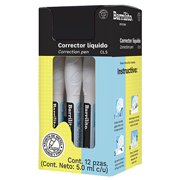 Corrector líquido Barrilito tipo bolígrafo con 12 piezas de 5 ml corrector