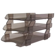 Charola vertical Sablón tamaño carta tres pisos color humo