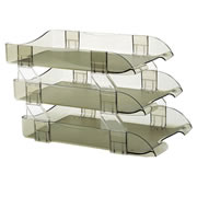 Charola vertical Sablón tamaño oficio tres pisos color humo