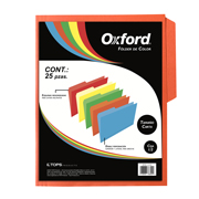 Folder de color Oxford carta color naranja ceja 1/2 caja con 25 pzas